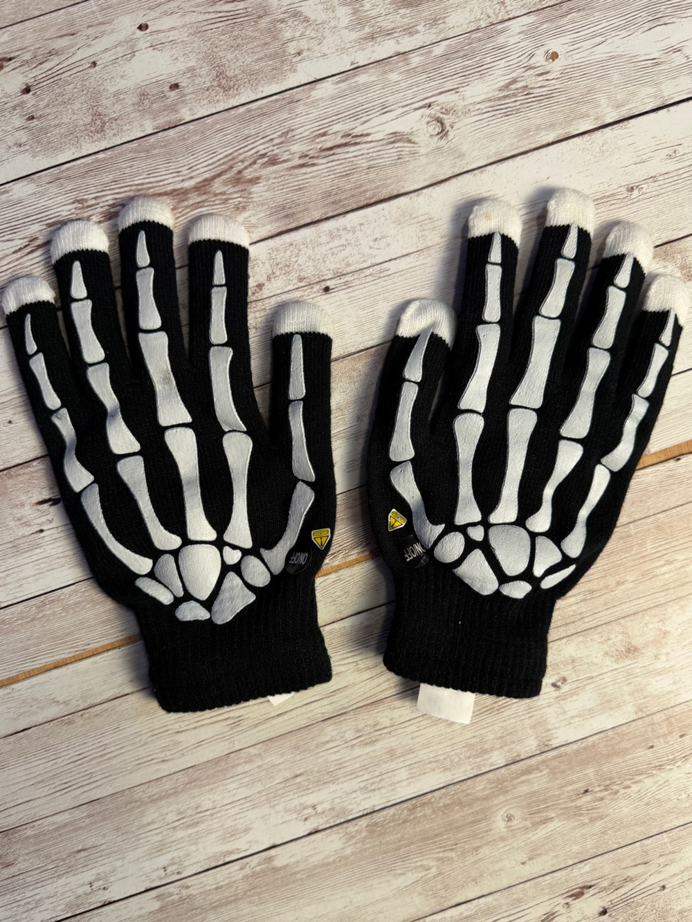 Skeleton Print Knit Gloves light up - Black/White